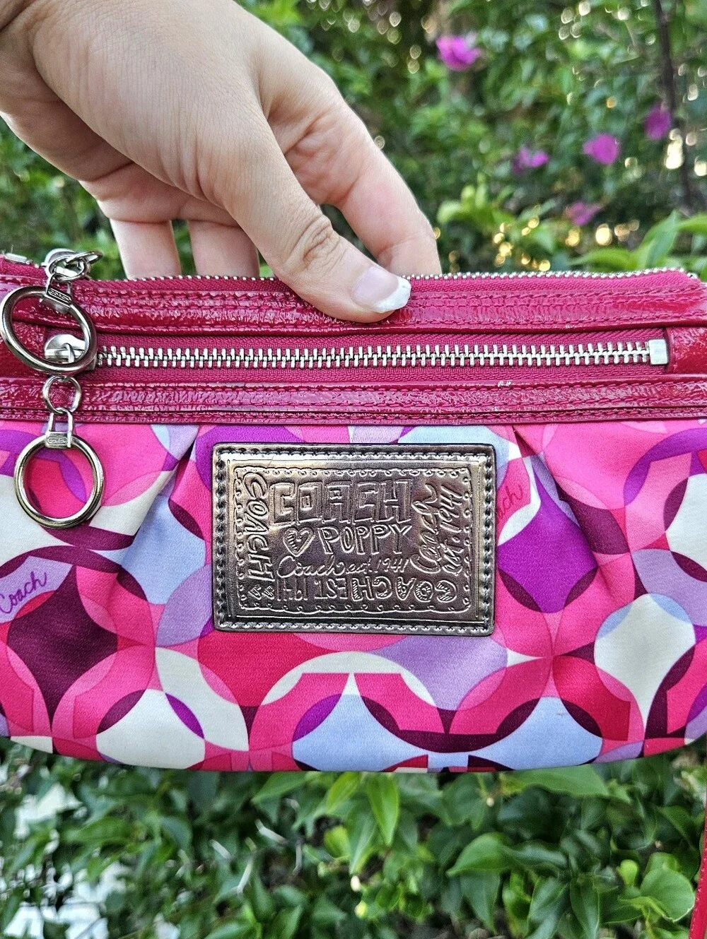 Coach Poppy Pink Geometric Crossbody Bag Y2K Silver Hardware Acrylic Hangtag